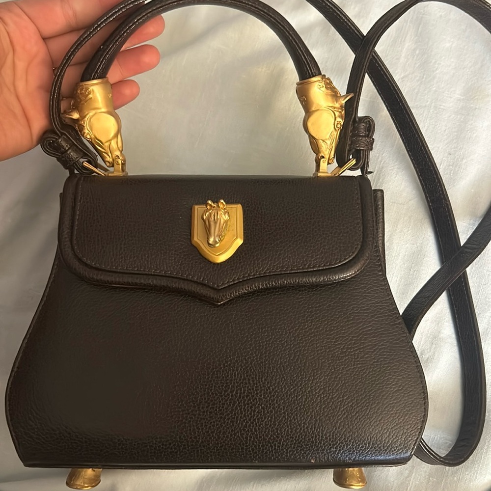 Vicenza vintage real leather Handbag Purse Brown